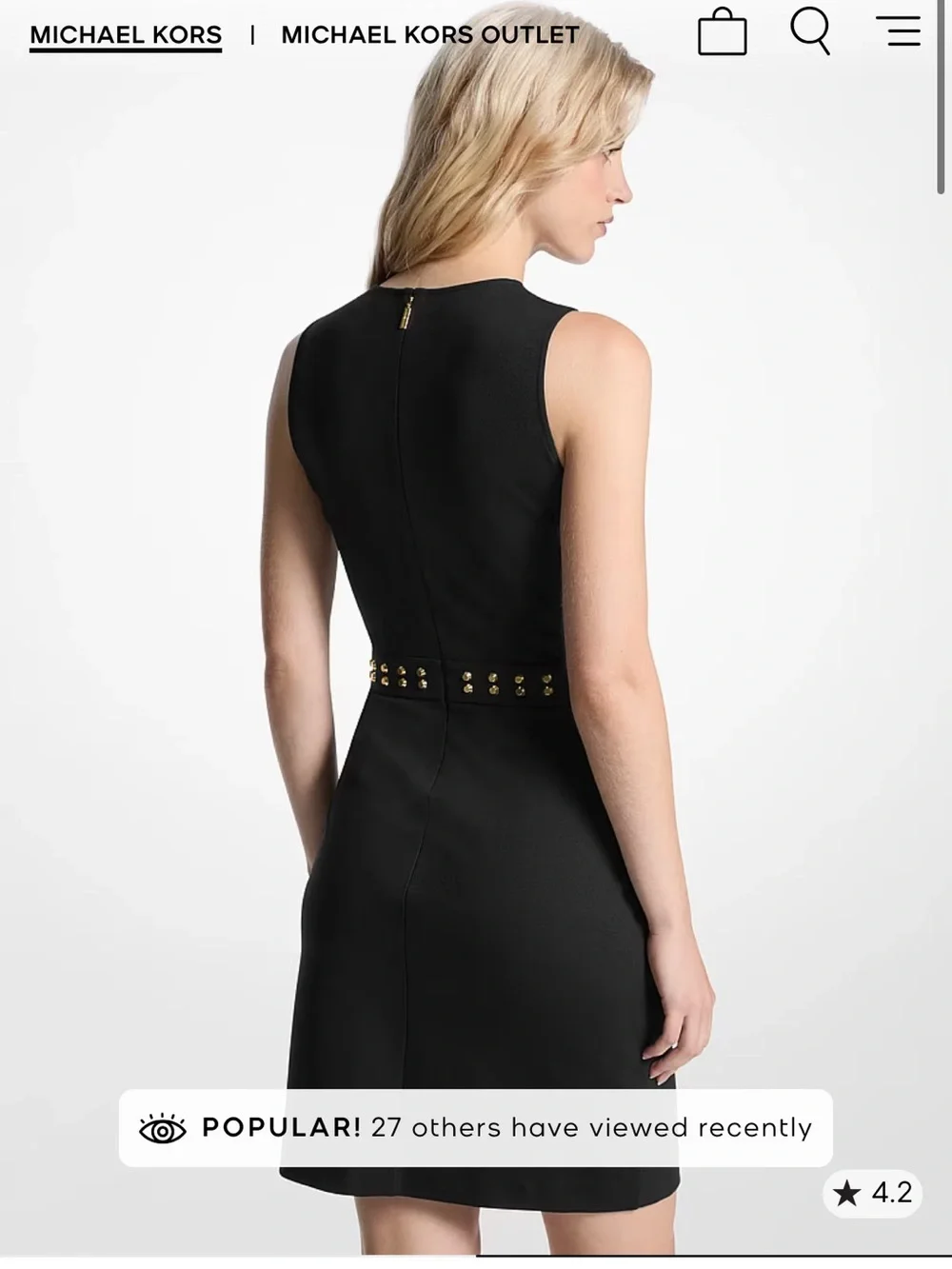 Michael Kors Black Studded Mini Dress with Gold Accents
